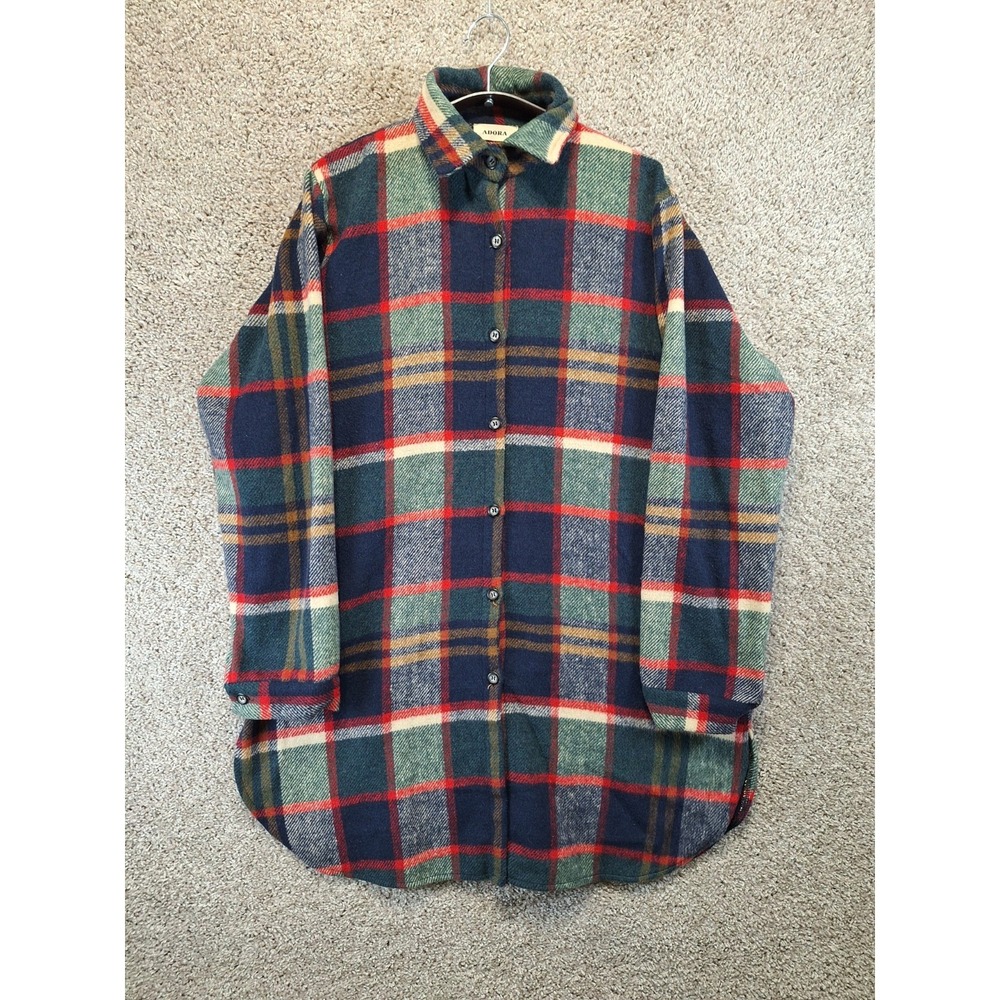 Adora Flannel Shacket Womens Multi Plaid Size Large Cozy Collared Button Front